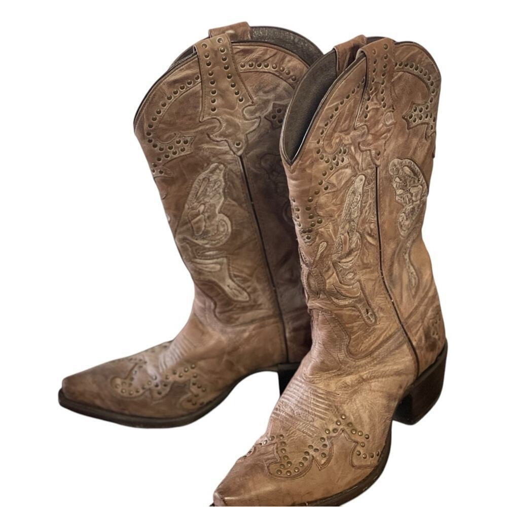 Sonora Riley Distressed Leather Butterfly Western Boots, Cowgirl, Festival, 8B - Picture 5 of 13